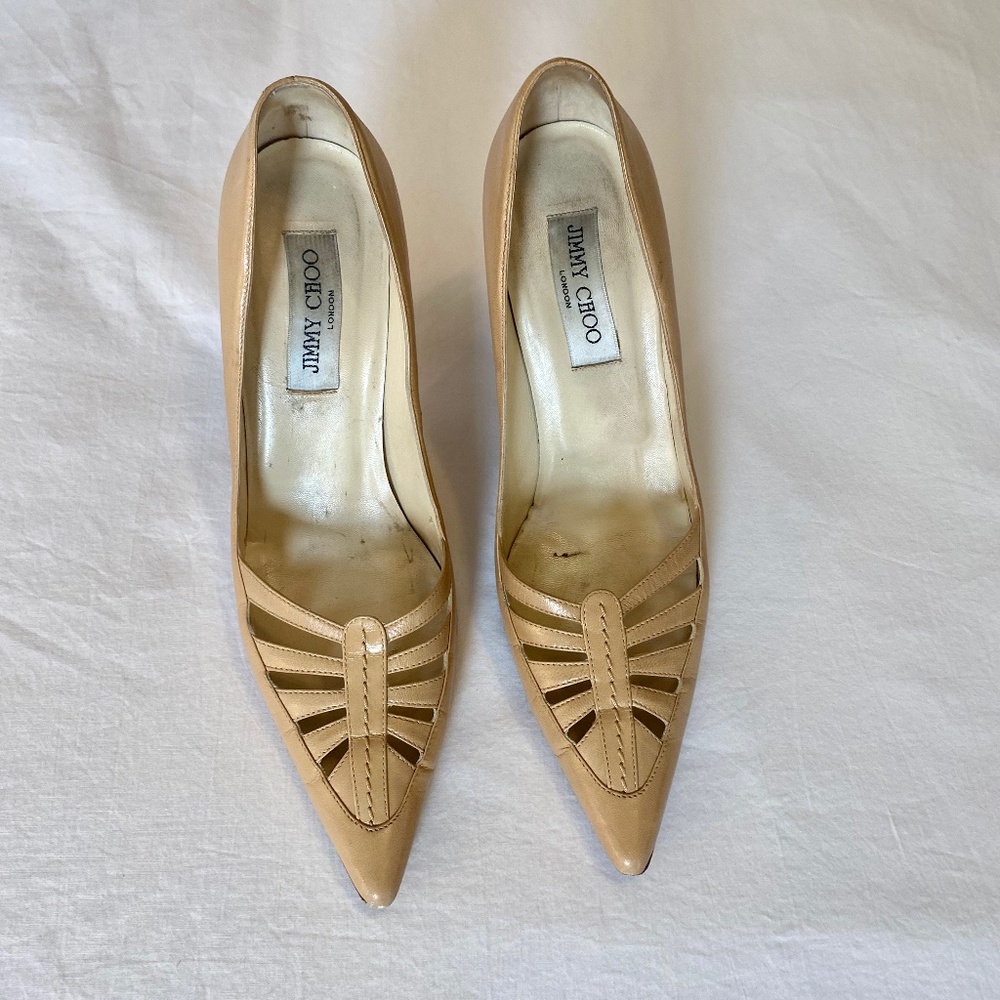 Women's Jimmy Choo Camel Heel Sz. 38 1/2